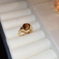 Three Mixed Statement Rings With Brown Crystals Green Or Brown Stones view 8