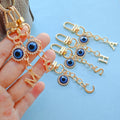 Gold-Tone Rhinestone Evil Eye Charm With Letter Cutout Pendant view 2