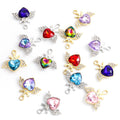 Crystal-Accented Gold Silver Heart Alloy Charms in 14 Styles view 5