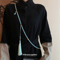 Light Blue Jade Multi Strand Tassel Disc Necklace Chain view 1
