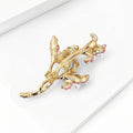 Crystal Flower Branch Brooch with Red or Purple Petals view 3