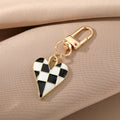 Gold Tone Checkered Heart Enamel Clip Keychains in Four Colors view 6