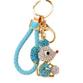 Jeweled Ball Holding Mouse Keychains with Braided Loops and Six Faux Fur Pom Colors view 5