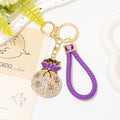 Rhinestone Plum Blossom Lucky Bag Keychain Gold Metal Cord view 11