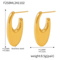Gold Polished U-Shaped Stud Earrings Smooth Metal Finish view 6