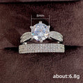 Round Solitaire And Triple-Row Two-Ring Set In Two Metal Tones view 4