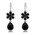 Gold Tone Champagne Floral Halo Openwork Crystal Five Designs Metal Dangle Earrings view 8