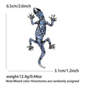 Crystal Gecko Brooch Multicolor or Blue Antique Metal view 5