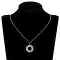 Silver Tone Olive Leaf Circle Pendant Necklace With Stones view 3