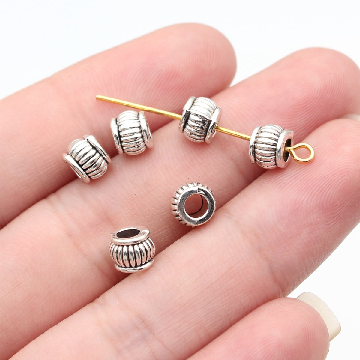 6.5x6.5x5.3mm 0.55g Multicolor Zinc Alloy Round Large Hole Spacer Beads for Bracelet Necklace DIY Making