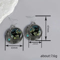 Antique Silver Black Cat Cabochon Disc Hook Earrings view 4