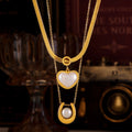 Heart Horseshoe Pearl Pendant Necklaces Gold Silver Tone view 2