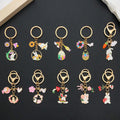 Seventeen Rabbit Flower and Carrot Metal Keychain Designs view 2