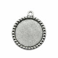 Notched Border Round Cabochon Pendant Settings in Two Finishes view 2