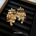 Metal Sequin Cascade Stud Earrings in Gold and Silver Tones view 3