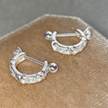 Crystal Curved Huggie Hoop Earrings with Distinctive Textured Details view 4