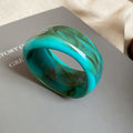 Wide Irregular Marbled Resin Bangle Bracelets Five Colors view 5