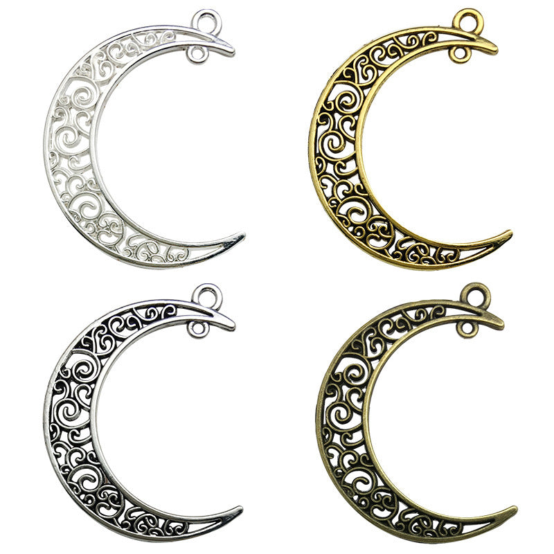 Zinc Alloy Hollow Moon charm pendant for DIY earring necklace keychain jewelry making