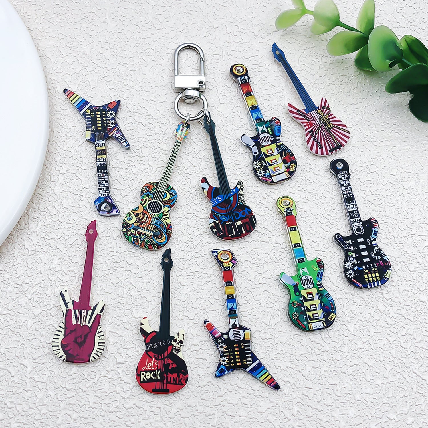 Printed Acrylic Music Guitar Charm Pendant for DIY Earrings Necklaces Keychains
