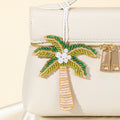 Green Beaded Palm Tree Charm Pendant With Pearl Coconuts view 3