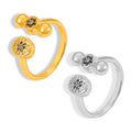 Open Ring Balls And Pavé Discs Czech Diamond Gold Steel view 5