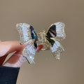 Two Gold Tone Iridescent Black Butterfly Crystal Hair Claws view 7