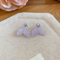 Pastel Beaded Mermaid Tail Stud Earrings With Silver-Tone Ball Studs view 7