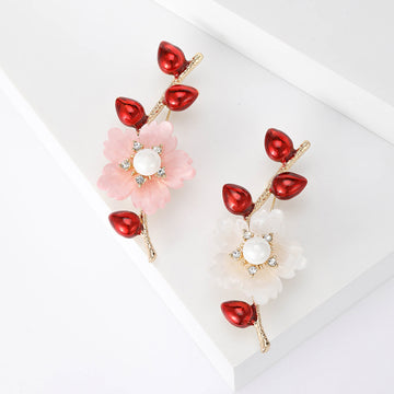 Enamel Blossom Branch Brooch Decorative Metal Pin For Jackets And Lapels