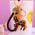 Colorful Galloping Horse Keychains with Braided Wrist Straps view 6