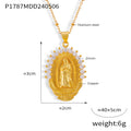 Gold Virgin Mary Zircon Border Pendant Necklace Styles view 7