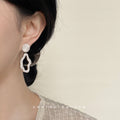 Cream White Irregular Hollow Drop Earrings Pearl Sheen Stud view 2