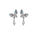 Silver Liquid Butterfly Earrings Multicolor Crystal Drop view 5