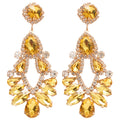 Crystal Teardrop Cluster Chandelier Earrings in Four Colors view 5