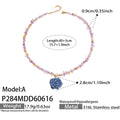 Crystal Chip Resin Rose Pendant Necklace White Blue Magenta view 7