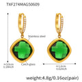 Gold Hoop Drop Earrings Cushion Czech Glass Pave Hoops view 9