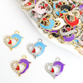 Crystal Heart Dolphin Charms in Six Colors and Two Metal Tones view 1
