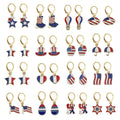 Red White Blue Enamel Charm Huggie Earrings, 28 Styles view 5