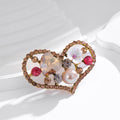 Heart Crystal Pearl Look Metal Brooch Pin for Jackets and Lapels view 5
