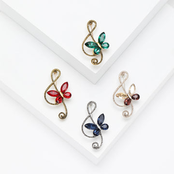 Butterfly Treble Clef Brooch Decorative Metal Pin For Jackets And Lapels