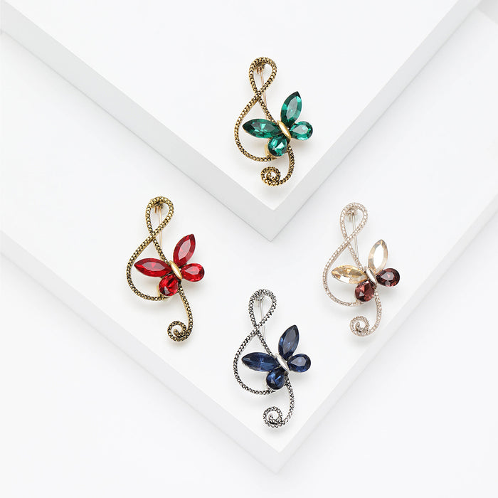 Butterfly Treble Clef Brooch Decorative Metal Pin For Jackets And Lapels