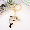 Rhinestone Dolphin Keychain Gold Metal Crystal Bag Charm view 3