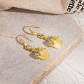 Gold and Silver Clear Accent Round Disc Hook Earrings view 6