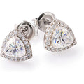 Silver Tone Triangular Clear Crystal Stud Earrings view 2