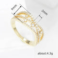 Gold Tone Star and Crescent Openwork Clear Crystal Ring view 4