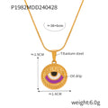 Gold Round Evil Eye Enamel Pendant Necklace Snake Chain view 11