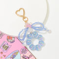 Iridescent Bead Ring Keychain Heart Clasp Flower Five Colors view 7