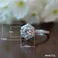 Silver Hexagon Halo Clear CZ Pavé Band Finger Ring view 5