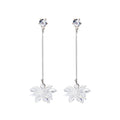 Long Silver Bar and Clear Look Flower Drop Earrings view 5