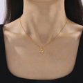 Gold Star Pendant Necklace Green Glass Stone Cable Chain view 3