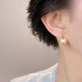 Gold Pave Zircon Geometric Stud Earrings Wave Band Pair view 2